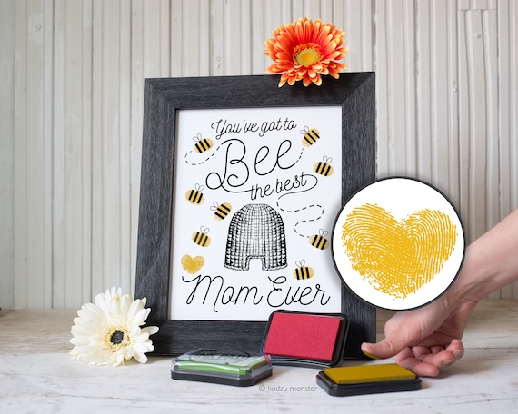 Finger Paint Art Mother's Day Printable Bumble Bee DIY