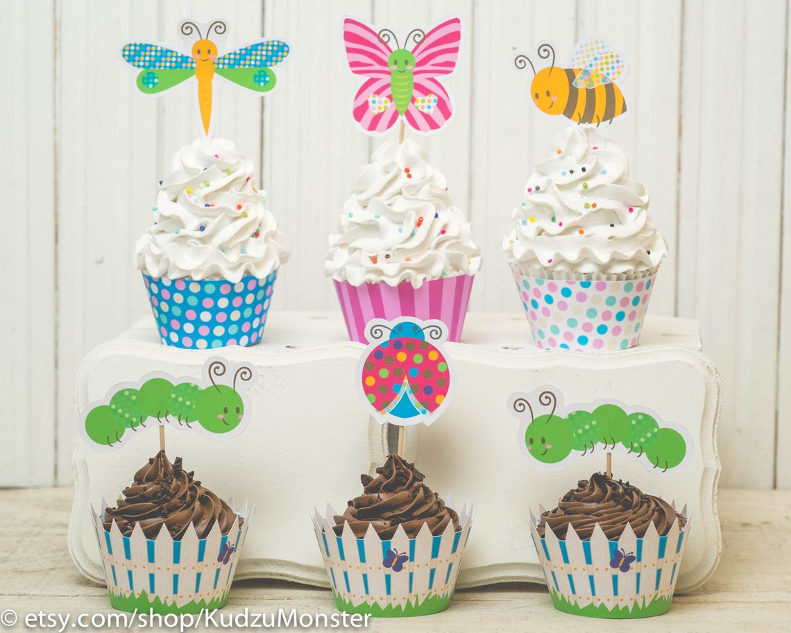 Garden Bug Spring Party Printable Decor Kit DIY Cupcake Wrappers ...
