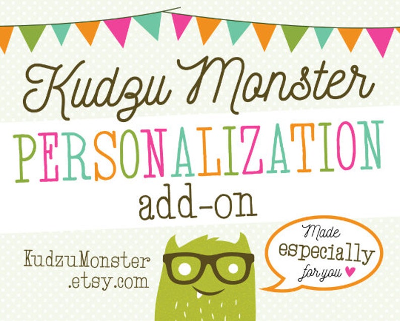 Personalization Add-on Fee For Printable Party Favors and Valentines 