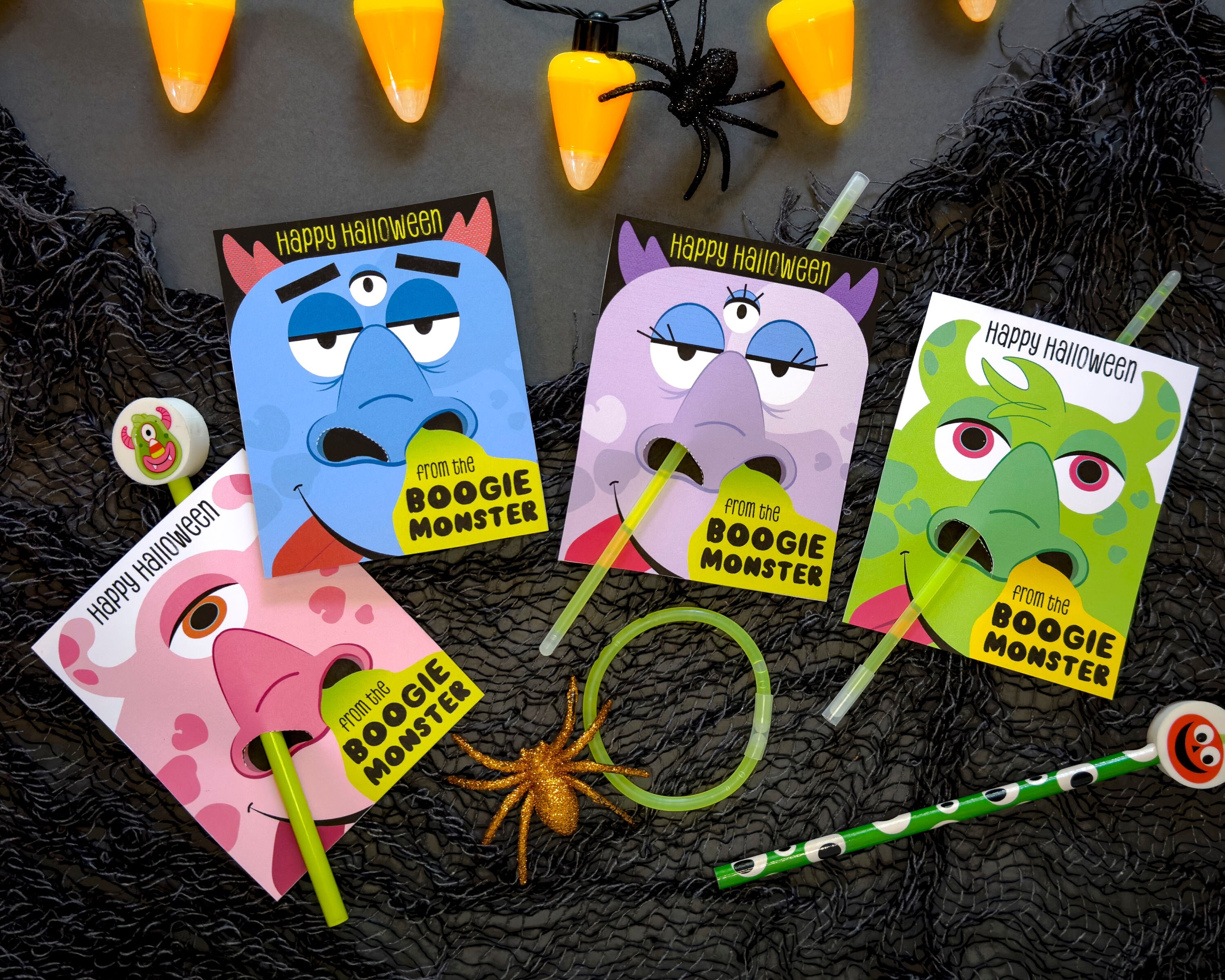 Printable Boogie Monster Nose Pencil Hugger, Pixie Stick, Glow Bracelet ...