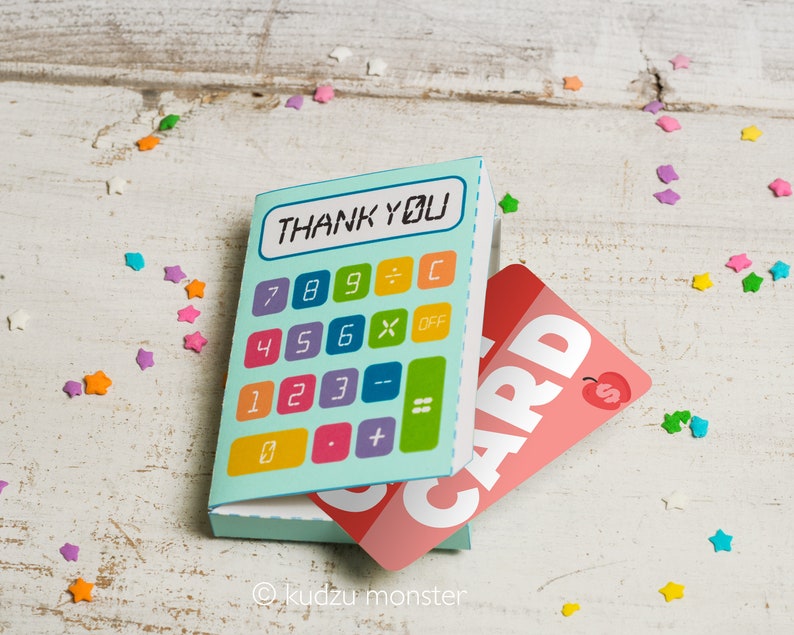Teacher Appreciation printable gift card box calculator holder image 1