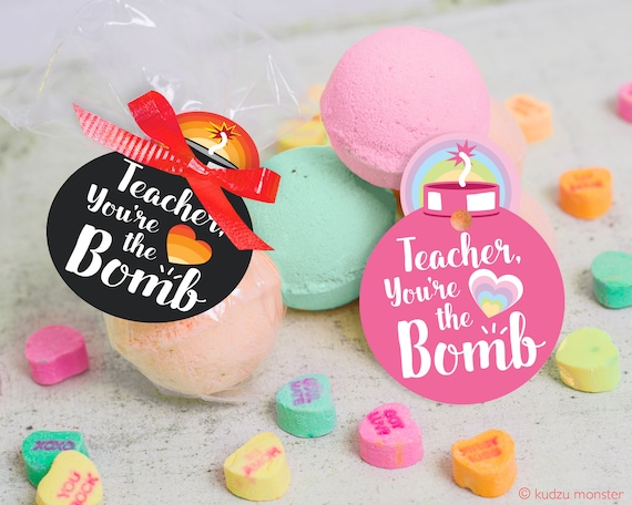 printable Teacher Appreciation Week bath bomb gift tag INSTANT DOWNLOAD "Teacher, you're the BOMB" easy print at home unique gift tags Il_570xn
