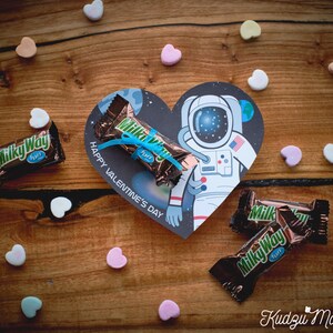 Valentines NASA Astronaut Milchstraße Space Card Label SOFORTIGER Download Valentinstag druckbare DIY-Datei Valentinstag Geschenk Klassenzimmer Valentine