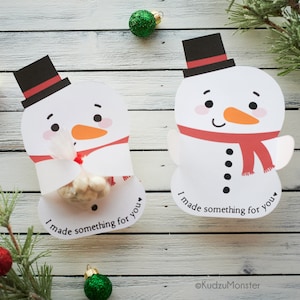 Bonhomme de neige Poop Hugger drôle de Noël porte-bonbons carte pour enfants en classe fête de vacances faveur téléchargement instantané imprimable cadeau crottes de neige