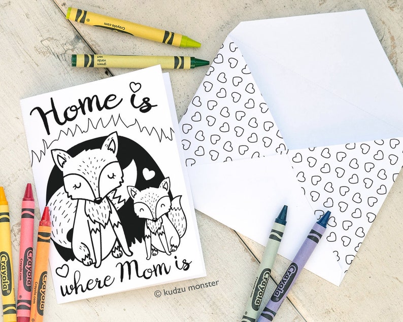 Fox Den Home is where mom is cute illustrated INSTANT DOWNLOAD image 1