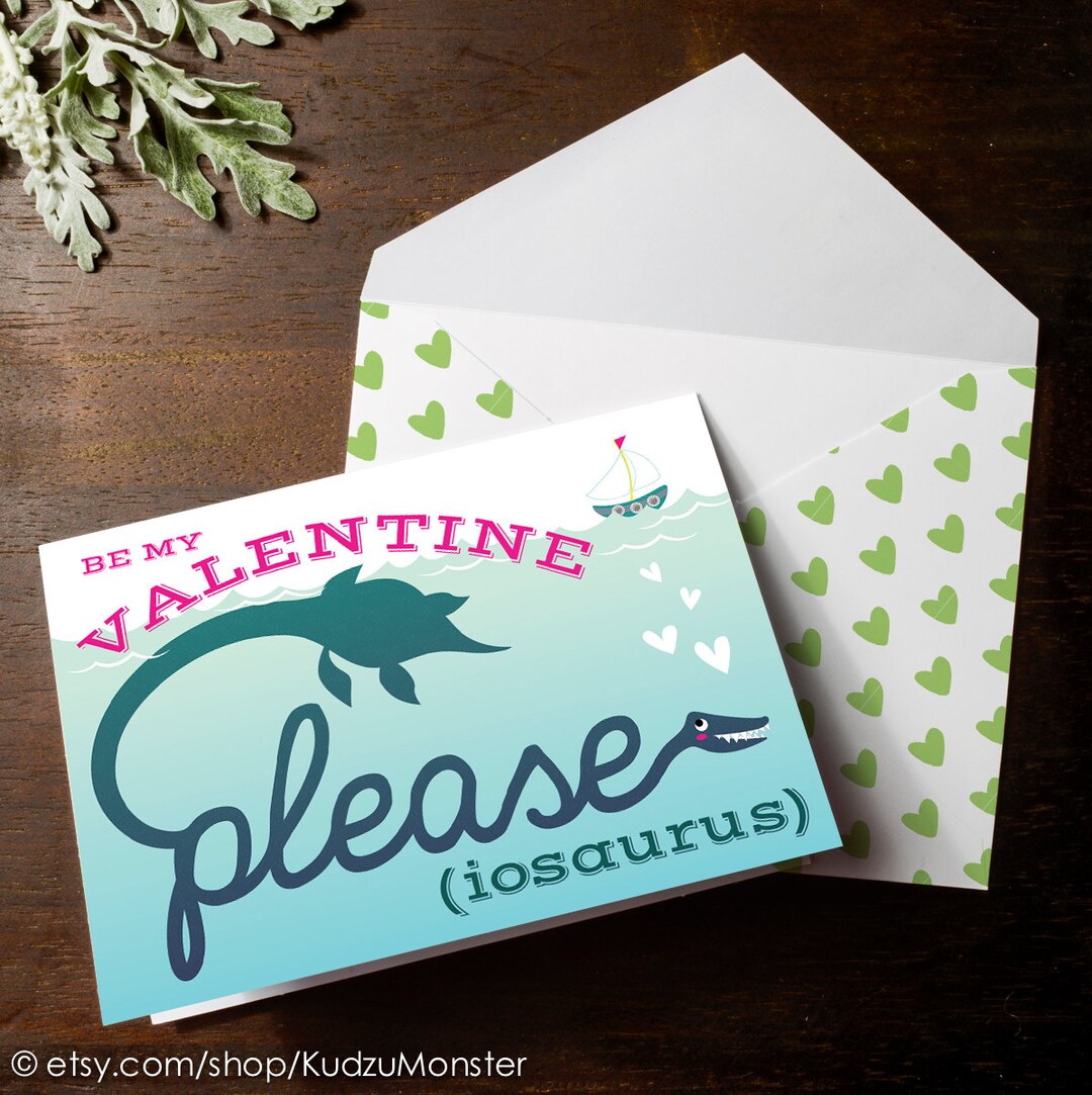 Funny Printable Dinosaur Plesiosaur Plesiosaurus Dino Valentine INSTANT ...