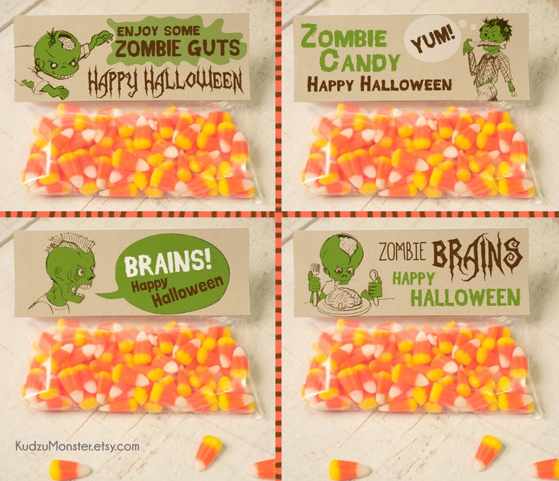 INSTANT DOWNLOAD Halloween Zombie Treat Topper Combo Pack image 1