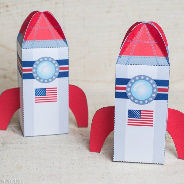 Printable foldable spaceship shuttle Valentine's Day Boxes favor gift for valentine candy or toys for science lovers and space explorers