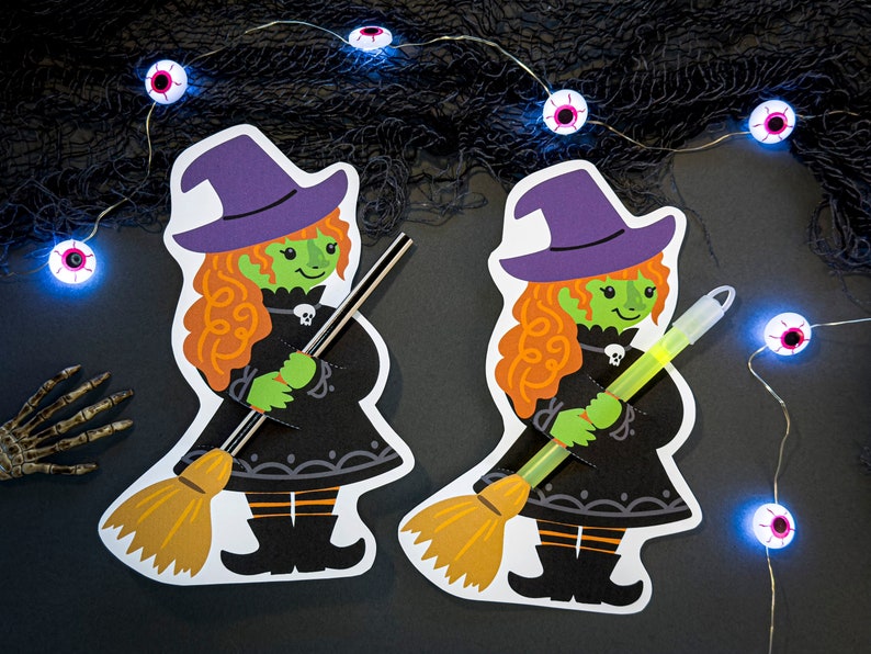 Printable Cute Witch Glow Stick or Pencil Holders  Instant image 1