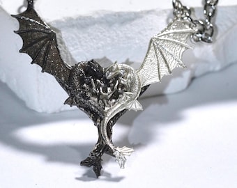 EXCLUSIVE Toothless & Light Fury Necklace, Handmade How to Train Your Dragon Jewelry in Silver 950, Gift for HTTYD Fans