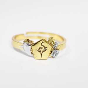 EXCLUSIVE Handmade Hu Tao Custom Ring, Sterling Silver 950/Gold Genshin Impact-Inspired Jewelry,Boo Tao Signet Ring for Cosplay & Collectors