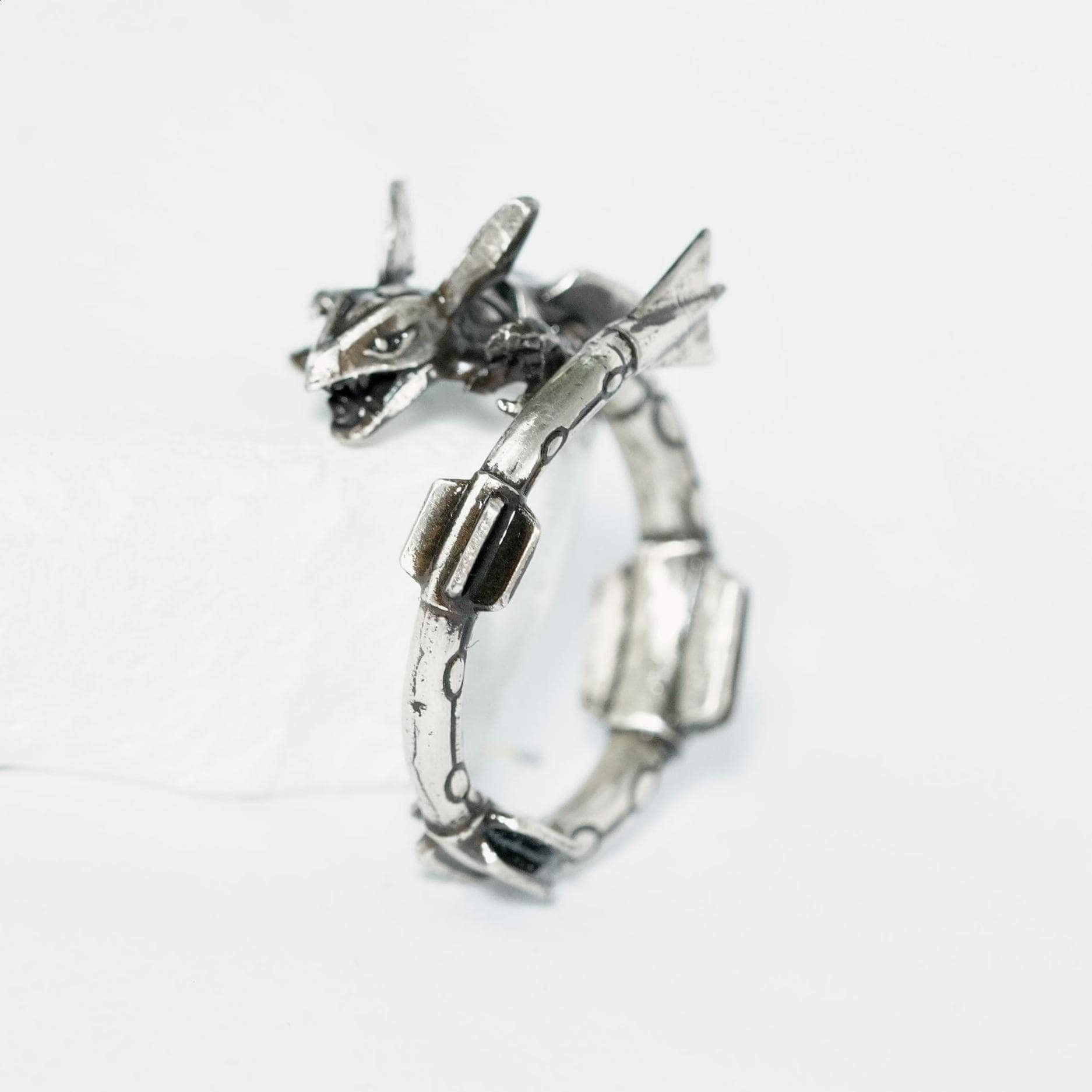 EXCLUSIVE Custom Poke.mon Rayquaza Wrapped Silver Ring, Handmade 950 Signet Ring with Poké.ball Box, Perfect Collector’s Gift for Fans