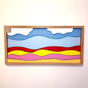 Relief painting with solid wood frame and spring color