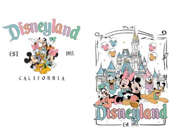 Disneyland Est. 1955 PNG - Vintage Disneyland California Trip PNG - Mickey And Friends Family Matching Vacation - Digital Download File