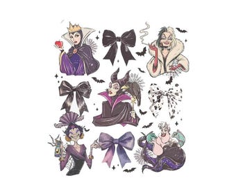 Acuarela Coqueta Disney Villanos Retro PNG - Viaje de Amigos Malvados - Descargar archivo digital