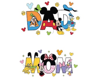 Disney Mom And Dad PNG - Mickey Dad Minnie Mama Shirt PNG - Custom Name Disney Family Matching Trip 2025 PNG - New Parent Digital File