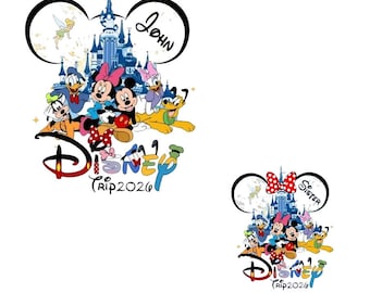 Viagem personalizada à Disney 2026 em PNG, Férias em família na Disney em PNG, Design de camisetas combinando para família da Disney, Download digital de PNG para família na Disney World