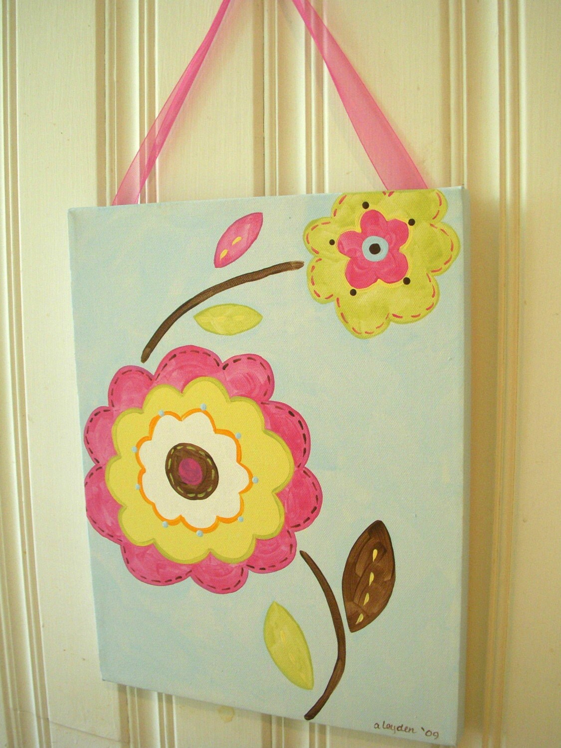 baby nursery wall art..girl kids room decor..original canvas Etsy