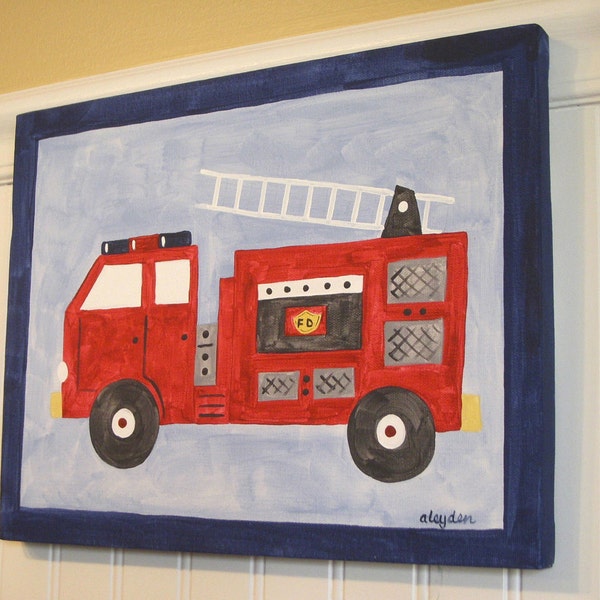 Fire Truck Painting Etsy