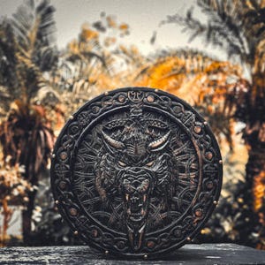 Custom Medieval/Norse Fenrir Shield, Viking Round Shield, Viking Wolf Shield Cosplay Shield, Viking Wall Decor, Birthday & Anniversary Gift
