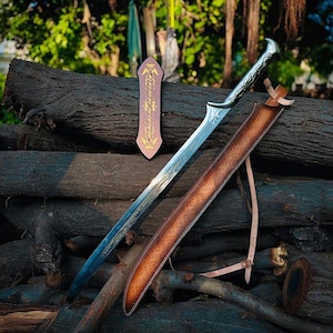 Épée de Thranduil personnalisée, lame elfique fabriquée à la main avec fourreau, épée cosplay, cadeau d&#39;anniversaire, anniversaire viking et cadeau de Noël