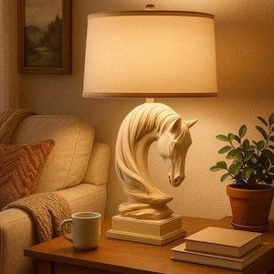 Noble Steed | Resin Horse Head Lamp | Modern Artistic Lighting | Elegant Home Decor | Gift for Horse Lovers | Sculptural Table Lamp