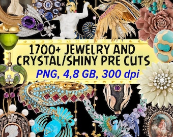 1700+ Jewelry Clipart Bundle - Earrings, Necklaces and Brooches for Scrapbooking, Collages and Journals