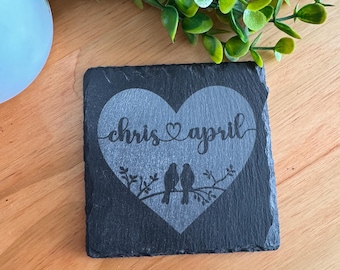 Slate Coaster Individual or Set, engraved, personalized
