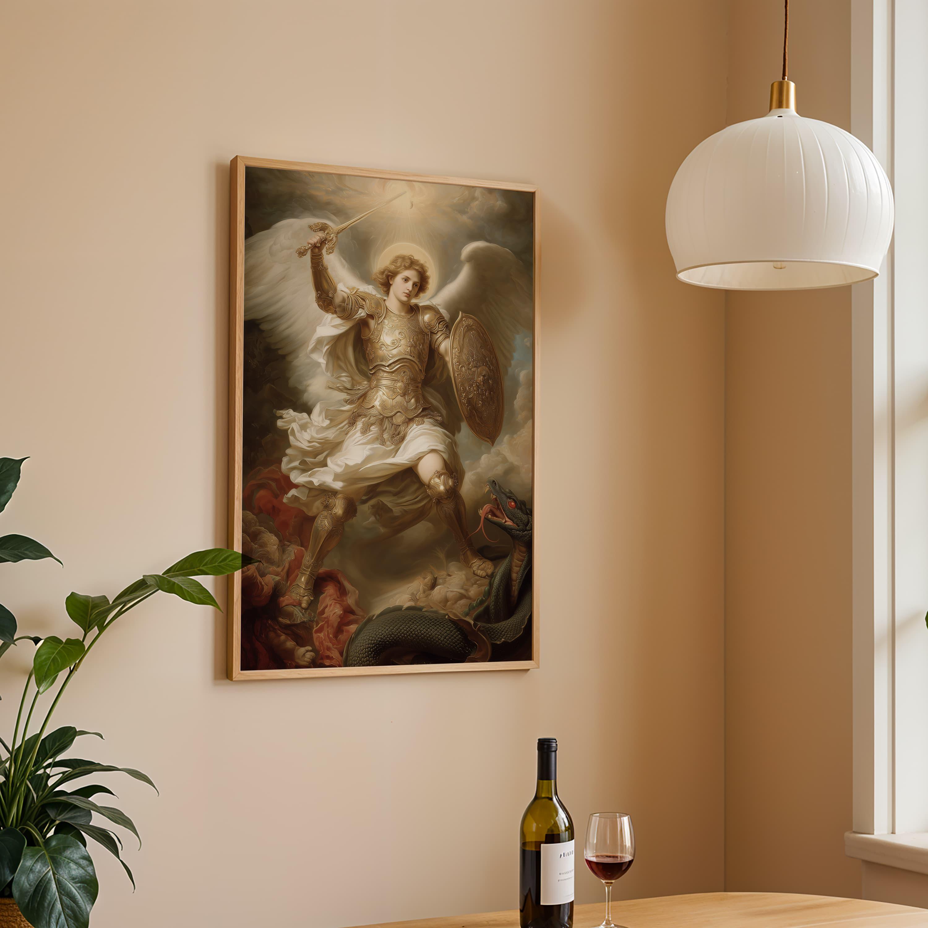 Saint Michael the Archangel Defeating Lucifer Oil Painting Print, Oil ...