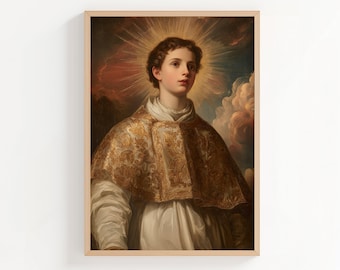 Impresión de pintura al óleo de San Lorenzo, arte mural cristiano de estilo óleo, póster o lienzo de San Lorenzo, regalo de arte cristiano