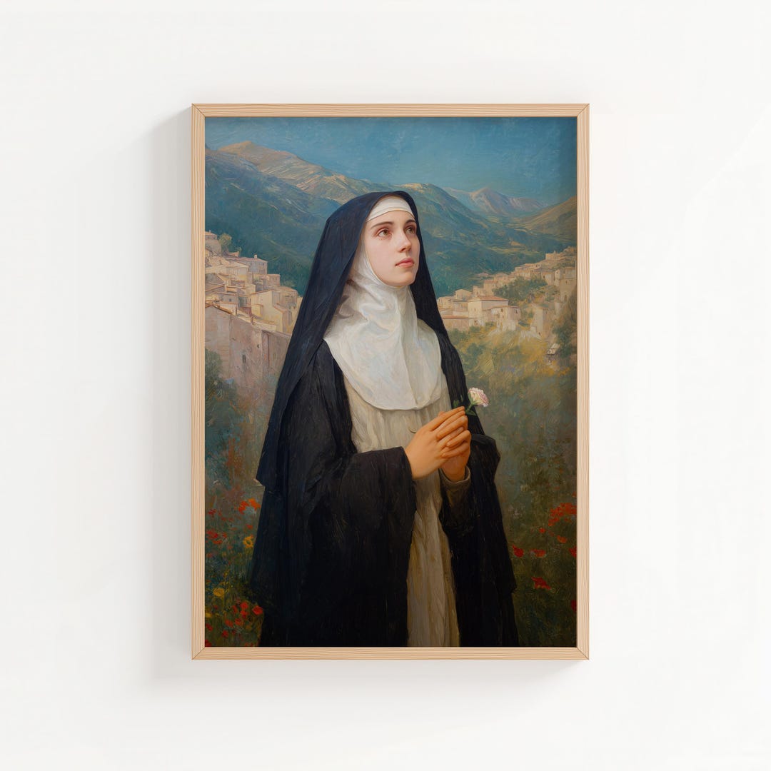 Saint Rita of Cascia Oil Painting Print, Oil Paint Style Christian ...