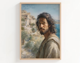 Impresión de pintura al óleo de San Juan Apóstol, arte mural cristiano de estilo óleo, póster o lienzo de San Juan, regalo de arte cristiano