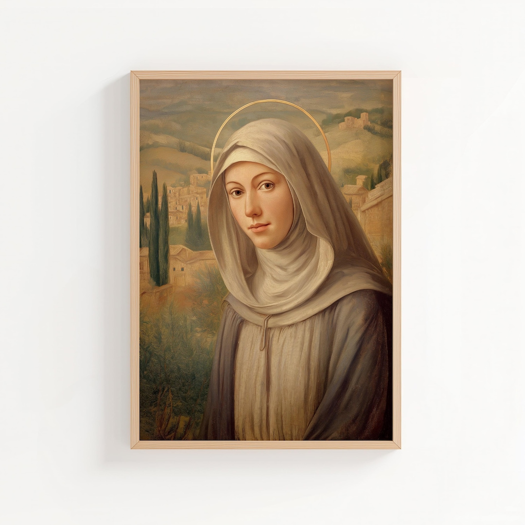 Saint Catherine of Siena Oil Painting Print, Oil Paint Style Christian ...