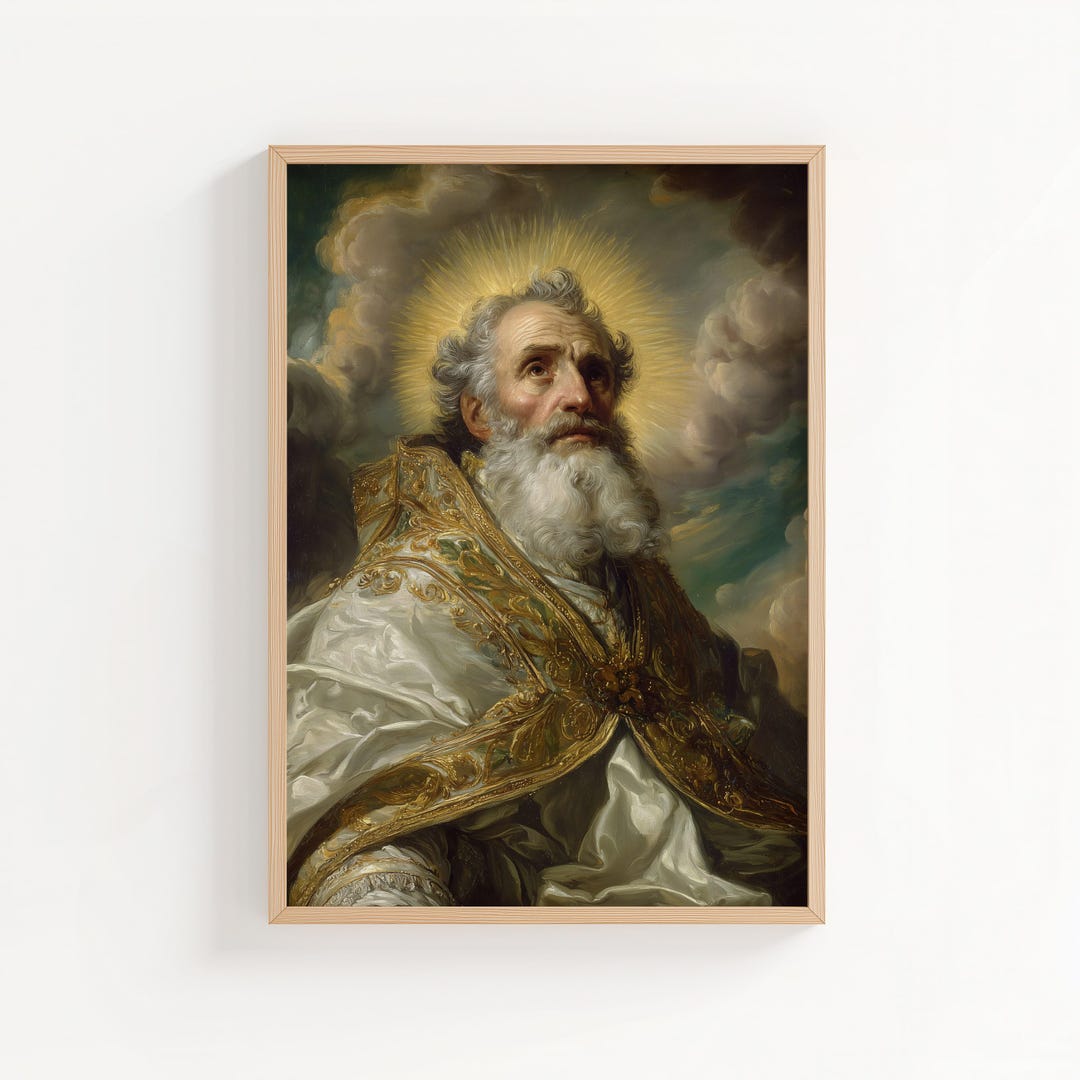 Saint Ambrose Oil Painting Print, Oil Paint Style Christian Saint Wall ...