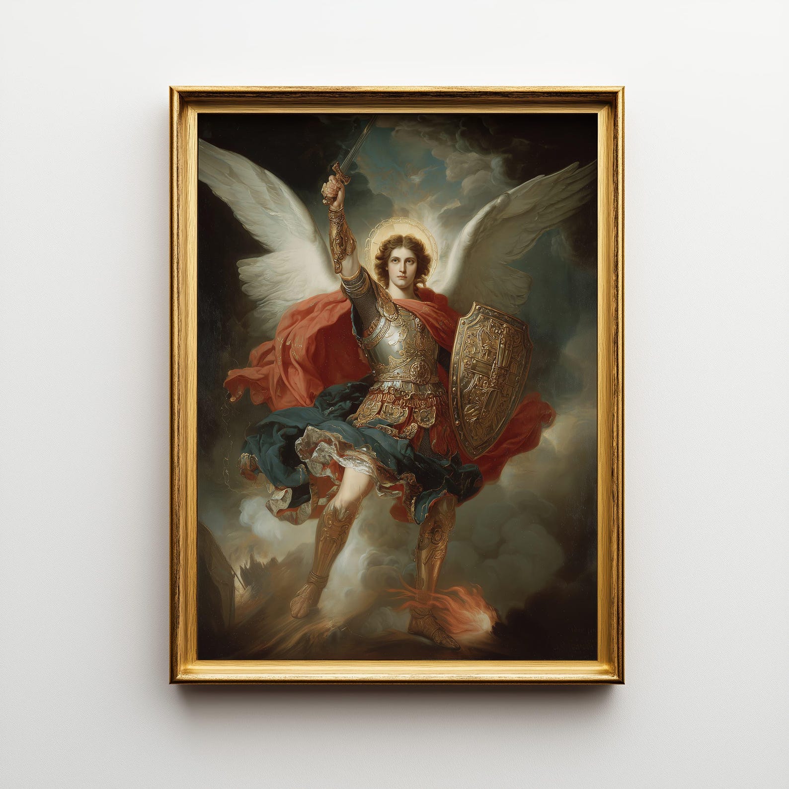Saint Michael the Archangel Oil Painting Print, Oil Paint Style Angel ...