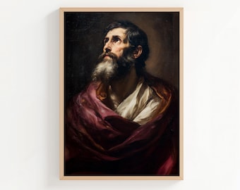 Oljemålning av Sankt Bartolomeus, kristen väggkonst i oljemålningsstil, aposteln Sankt Bartolomeus, kristen poster eller canvastryck
