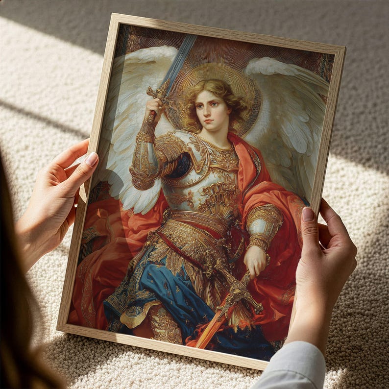 Saint Michael the Archangel Oil Painting Print, Oil Paint Style ...