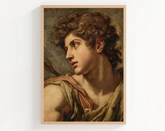 Saint Sebastian Oil Painting Print, Oil Paint Style Christian Saint Wall Art, St Sebastian Poster or Canvas Print, Christian Faith Gift