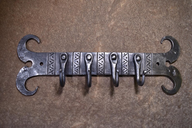 Hand-forged Key Rack / Small Hook Rack, Blacksmith-made - Etsy