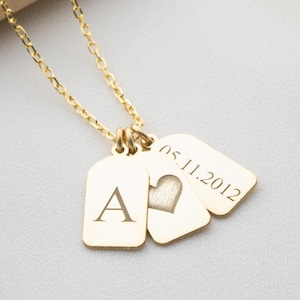 Kids Initial Necklace for Mom, Multi Initial Necklace, Personalized Engraved Tag Necklace, Kids Initials Necklace, Anniversary Gift for Wife
