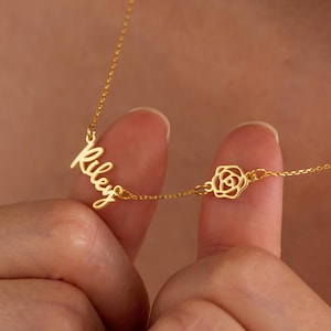 Birth Flower Name Necklace, Bridesmaid Proposal, Bridesmaids Gifts, Bridesmaid Jewelry, Bridesmaid Necklace, Gift from Bride, Wedding Gift