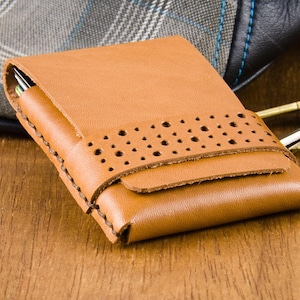 Cartera minimalista para hombre / Cartera de cuero de grano completo / Cartera de cuero pequeña / Cartera de bolsillo delantero