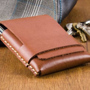 Minimalist Leather Wallet Slim Wallet Mens Gifts for Him 2021 Leather Cardholders Mens Wallet Card Case Wallet image 1