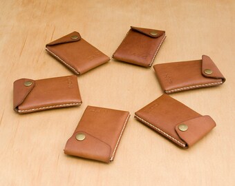 Groomsmen Gift Set, Set of 2 (or more) Leather Wallet Card Cases / Mini Wallets - FREE monograms - FREE Shipping