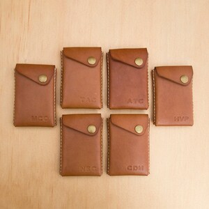 Groomsmen Gift Set, Set of 2 or more Leather Wallet Card Cases / Mini Wallets FREE monograms FREE Shipping image 2