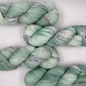 Hand dyed merino nylon sock yarn | Superwash fingering weight 100g skein 400m | Minty Blueberry Burst