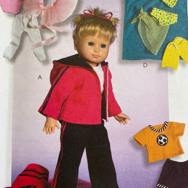 McCalls 4896 sewing pattern, childrens doll dress up, make your own doll clothes, pattern for doll wardrobe, doll outfit patterns, 18” doll