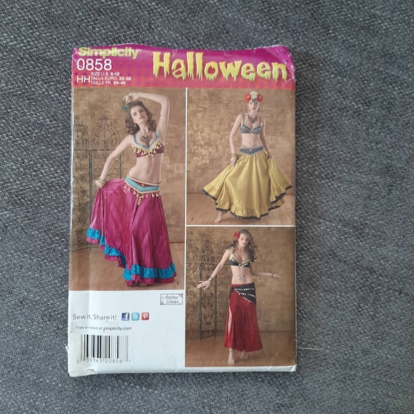 Simplicity 2158 sewing pattern costume gypsy dancer cosplay skirt crop top sash belt sew at home