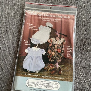 Vintage Baby Clothes Sewing Pattern: Newborn Onesie, Christening Suit