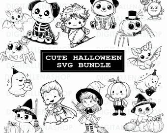 Cute Halloween SVG Bundle | Spooky Clip Art Designs (Digital Download)